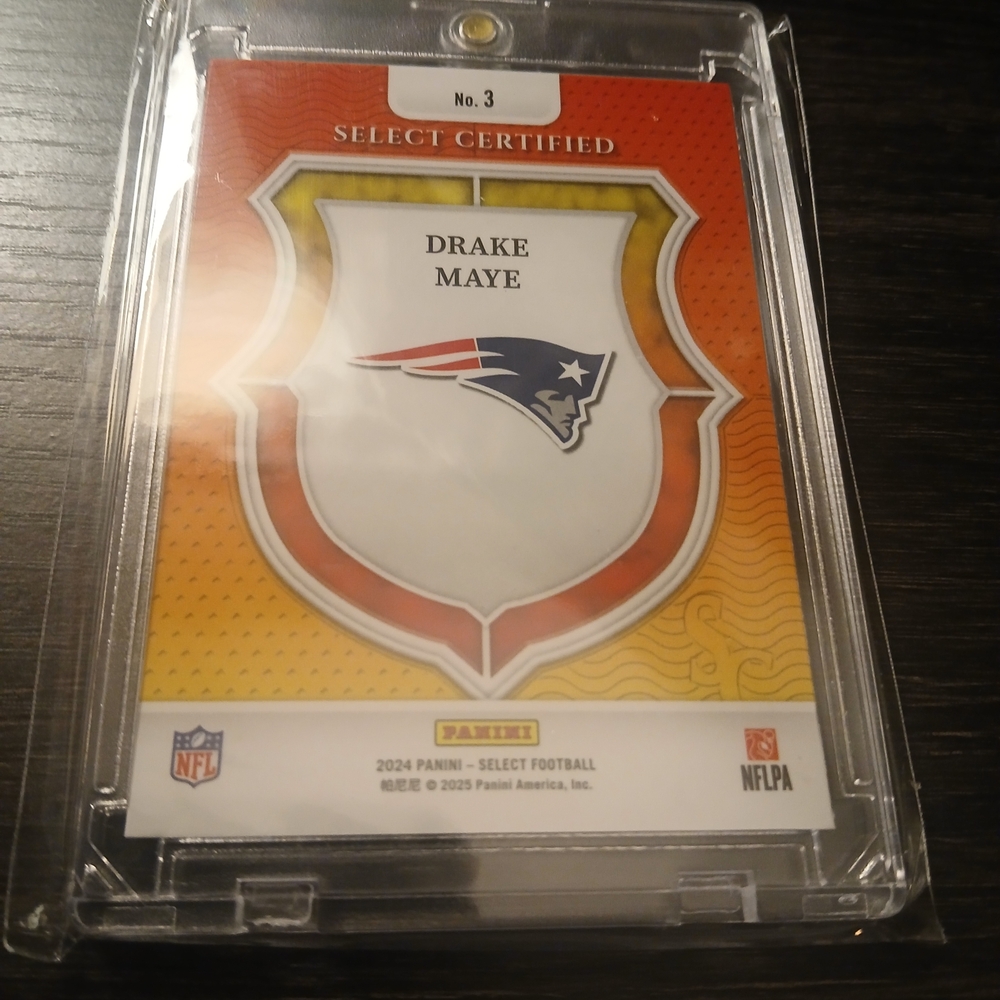 Drake Maye #10 Rookie Autograph Football Card - Orange/White/Gold Accents - Picture 2 of 2